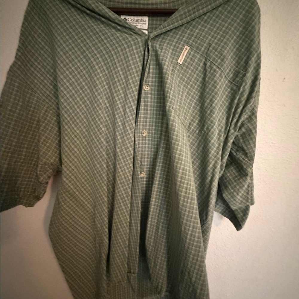 Columbia Olive Checkered Cotton Shirt